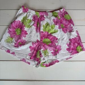 Floral Women's Sleep Knit Boxer Shorts - Pink and Green